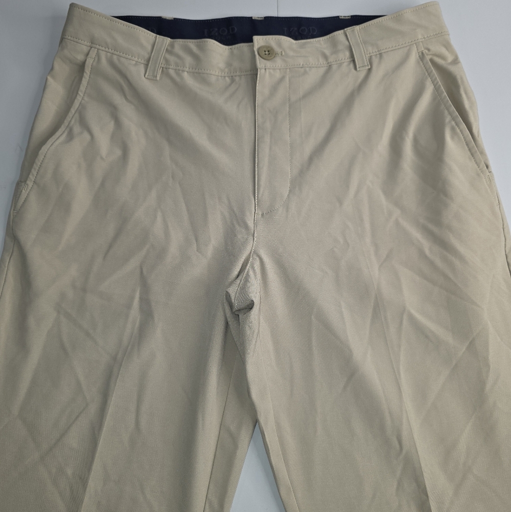 IZOD Swingflex Golf Pants Men's 32X32 Khaki Wicking Stretch CL-2360 - Picture 2 of 8